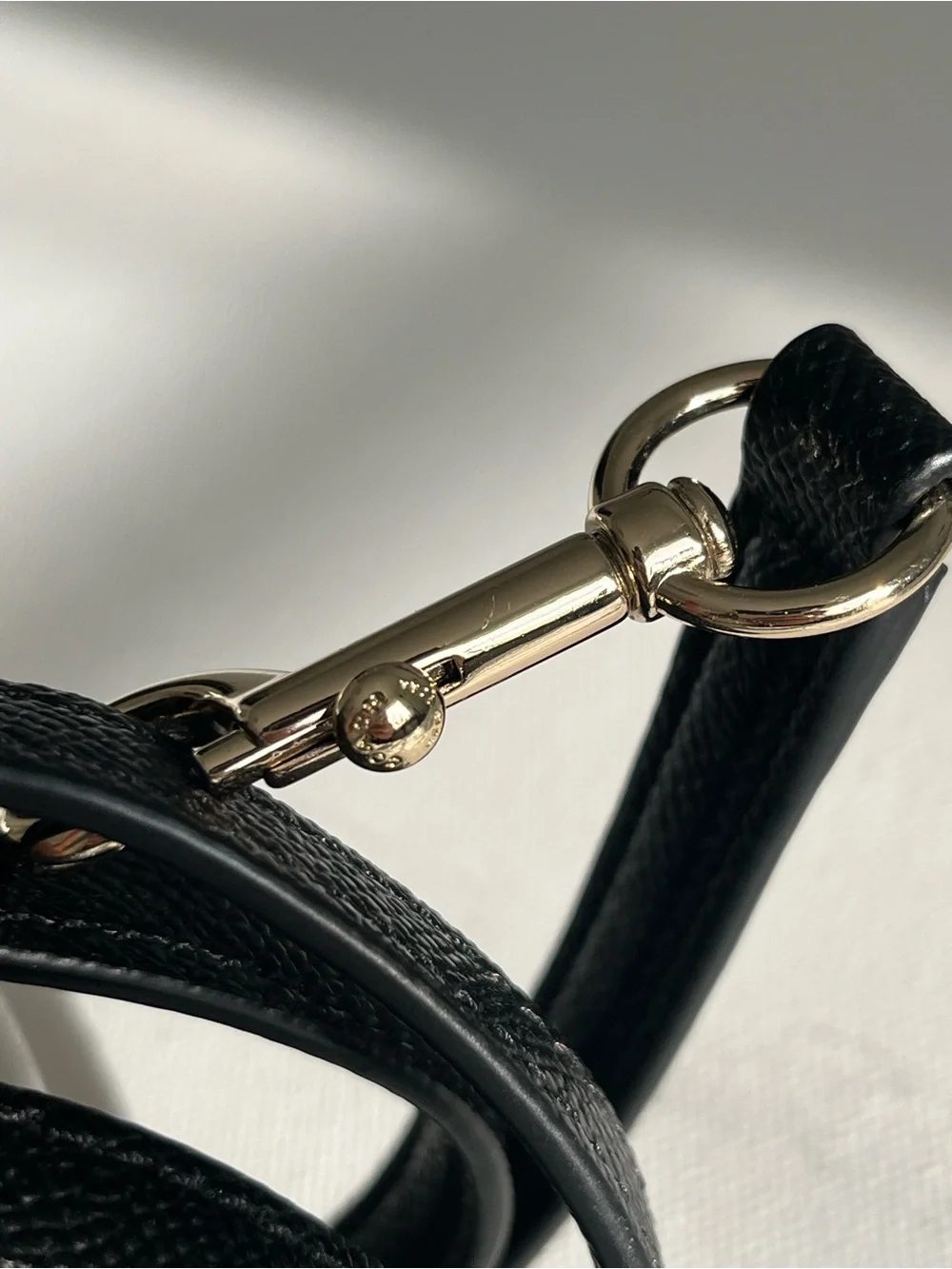 Coach Black Leather Shoulder Strap with Gold Tone Clasp
